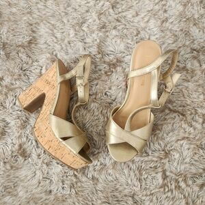 Sun + Stone Jamie Heels T-strap Platform Dress Sandals Women's Size 7.5